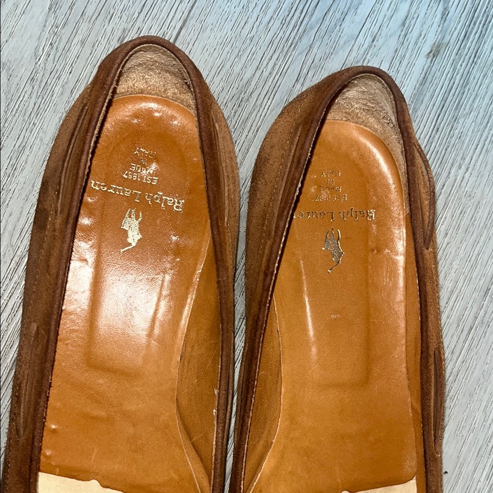 Ralph LaurenBrown Suede Loafers with Bow Detail - Picture 2 of 12